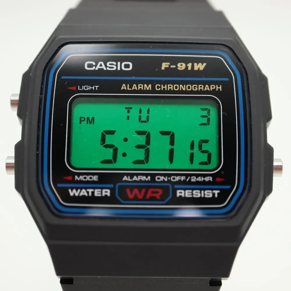 Casio F-91W Custom Mod UPGRADED BACKLIGHT Color Screen Green Digital Watch